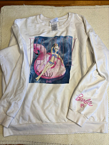 Barbie womens white crewneck - barbie, l